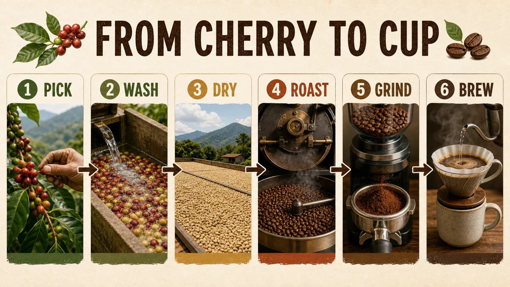 Infografica sul processo del caffè