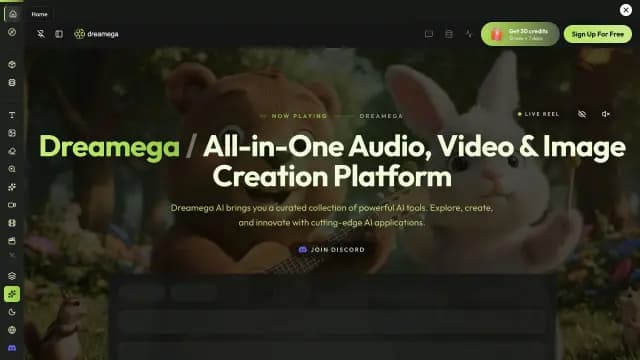 Dreamega AI: An all-in-one creative agent that brings image, video and music generation across a broad catalog of leading AI models.