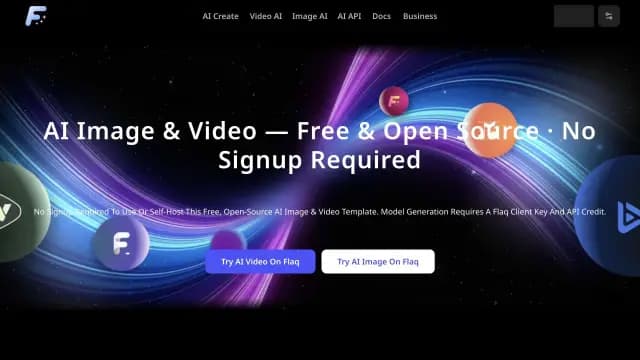 Flaq SaaS Template: A free open-source SaaS template for building image and video generation products with ready-to-use Flaq AI API workflows.