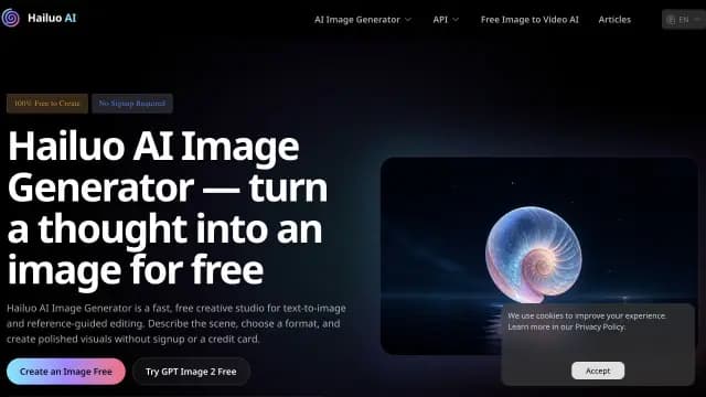 Hailuo AI Image Generator: A free image generator for turning text prompts or visual references into portraits, product scenes, posters and polished creative concepts.