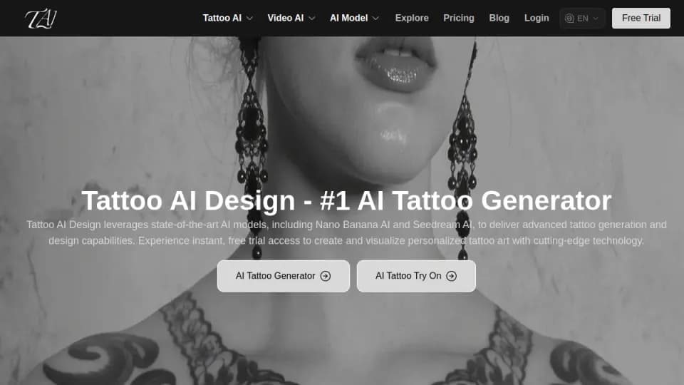 Tattoo AI Design: A dedicated AI tattoo design generator for exploring placement ideas, visual styles, motifs, and inspiration before discussing a final design with an artist.